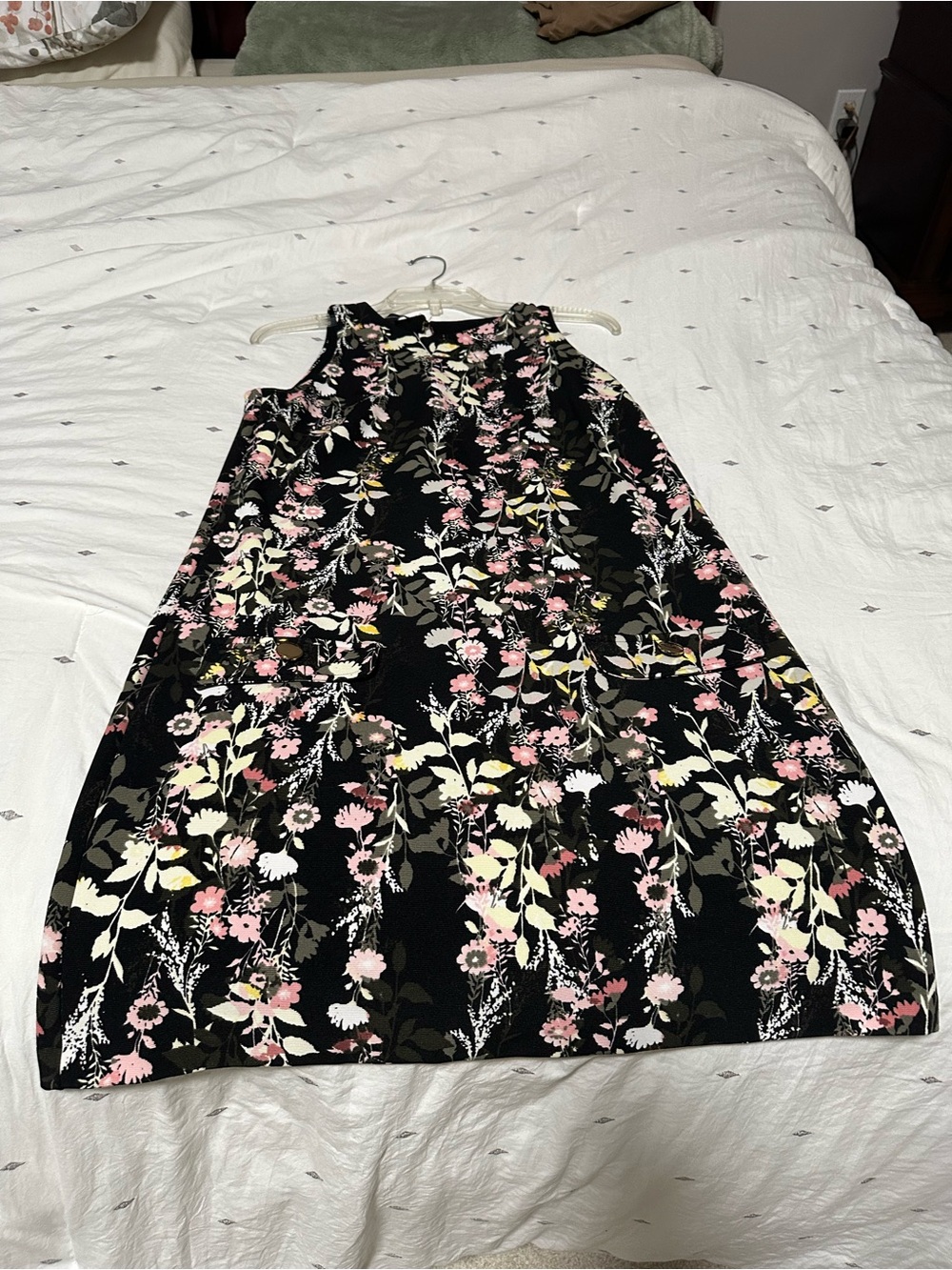 INC International Concepts Black Floral Shift Dress with Pink and Yellow Accents